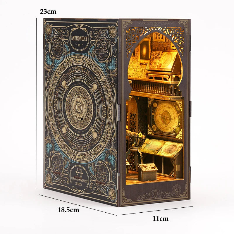 3D Wooden Puzzle Mini Doll House DIY Book Nook Kit Assembly Model Building Bookend Toy Bookshelf Insert Decor With LED Xmas Gift