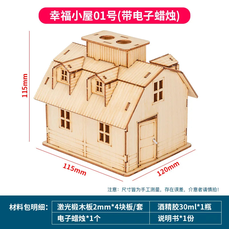 1:50 Scale Miniature Building Prefabricated House Wooden Cabin DIY Assembly Model Kit Wooden Constructor Architecture Material
