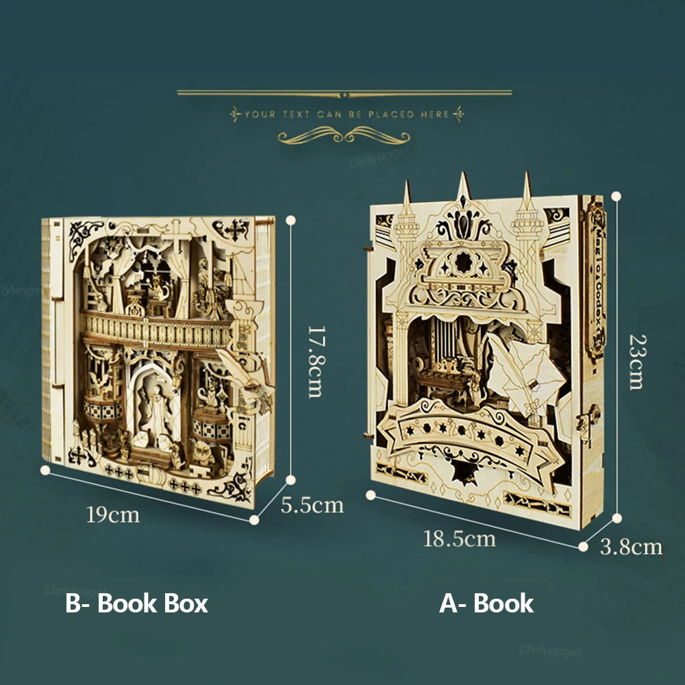 Book of Secrets 3D Puzzle Wooden DIY Assembly Miniature House Kit Home Living Room Decor Crafts Gift for Adults Kids 2 Styles