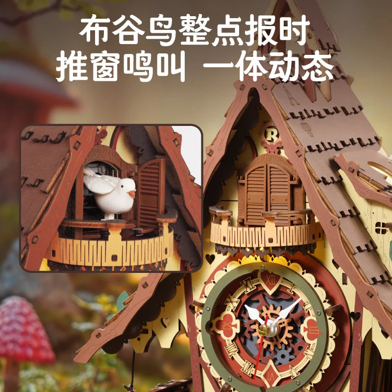 Cuckoo Bird Clock Universal DIY Handmade Birthday Gift Creative Wood Assembly Building Block Decoration Assemble Model Toys
