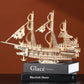 3D Puzzle DIY Wooden The Flying Dutchman Pirate Ship Assembled Miniature Model Kits Jigsaw Puzzles for Friends Birthday Gifts