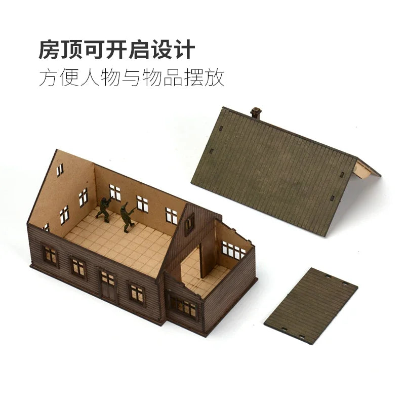 1/72 Wood Eastern European Towns Assemble Building Model Decoration DIY Handmade Architecture Scenes Toy