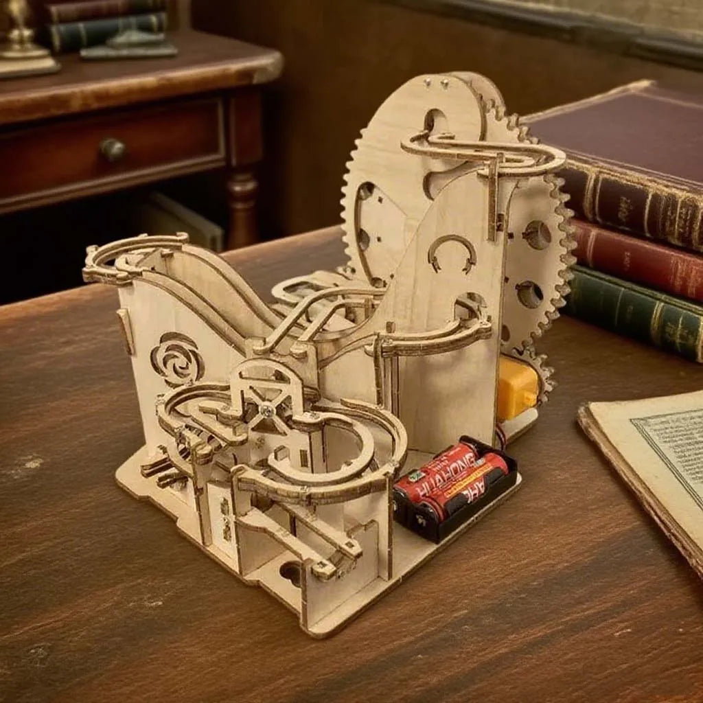 3D wooden mechanical track puzzle - DIY handmade 3D adult toy, challenging track, brain teaser, natural wood design, suitable fo