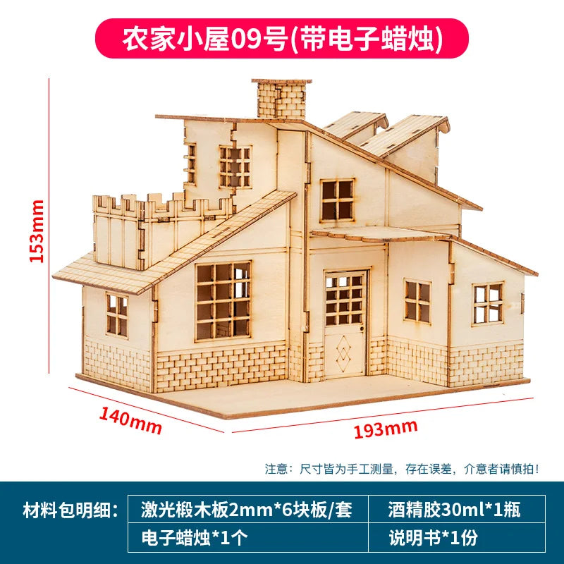 1:50 Scale Miniature Building Prefabricated House Wooden Cabin DIY Assembly Model Kit Wooden Constructor Architecture Material