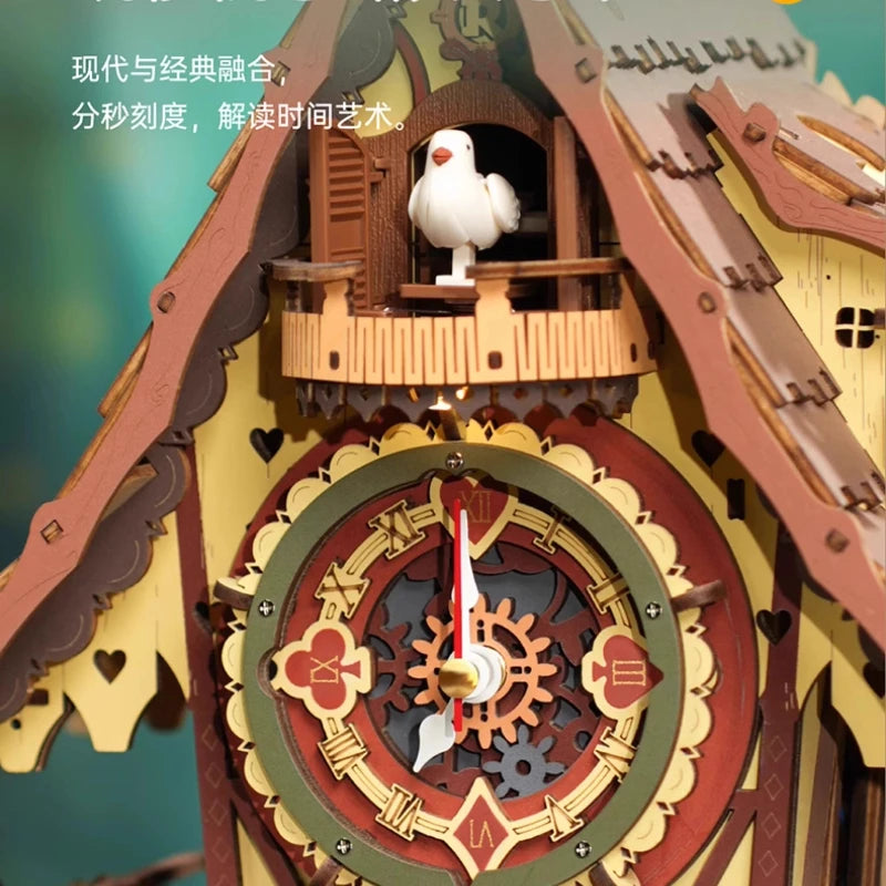 Cuckoo Bird Clock Universal DIY Handmade Birthday Gift Creative Wood Assembly Building Block Decoration Assemble Model Toys