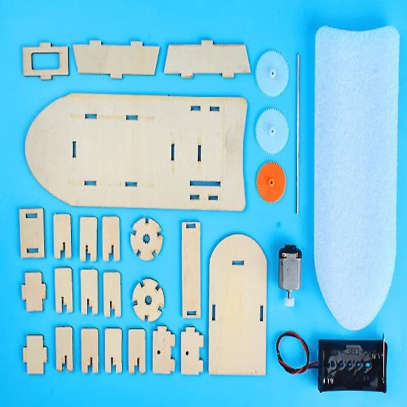 Wooden Assembly Ship DIY Handmade Toy Science Experiment Set Assembly Material Pack Toy Elementary School Experimental Equipment