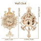 URY 3D Wooden Puzzle Retro Wall Clock Mechanical Model Building Luxurious Style Pendulum Assembly Home Decoration for Kids Gifts