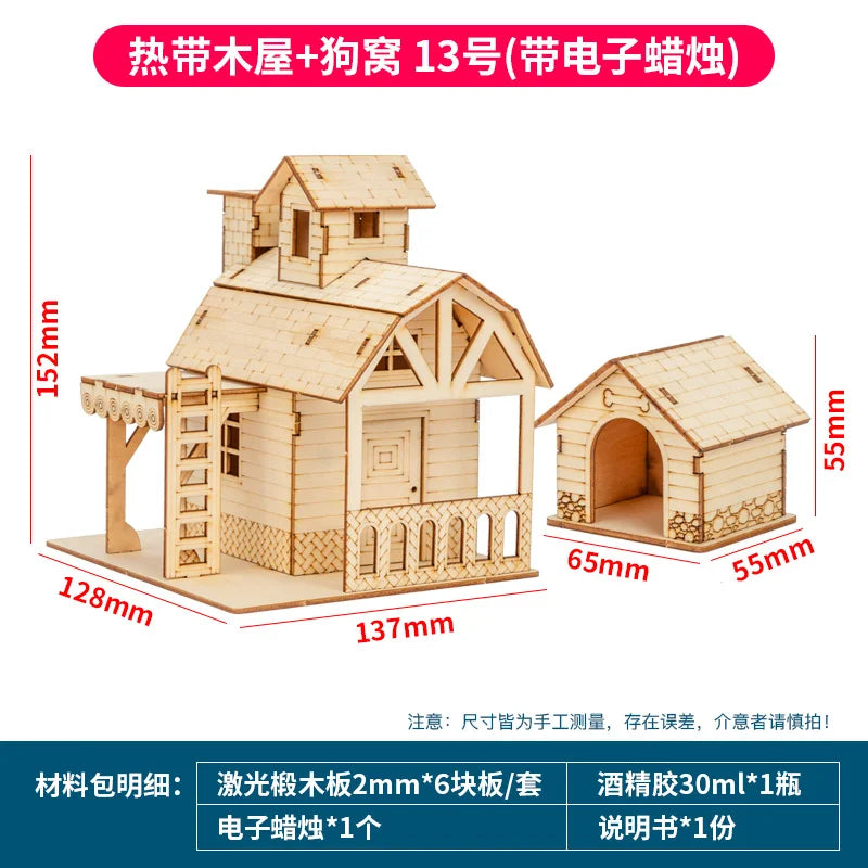 1:50 Scale Miniature Building Prefabricated House Wooden Cabin DIY Assembly Model Kit Wooden Constructor Architecture Material