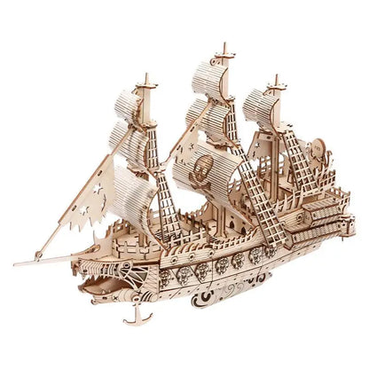3D Puzzle DIY Wooden The Flying Dutchman Pirate Ship Assembled Miniature Model Kits Jigsaw Puzzles for Friends Birthday Gifts
