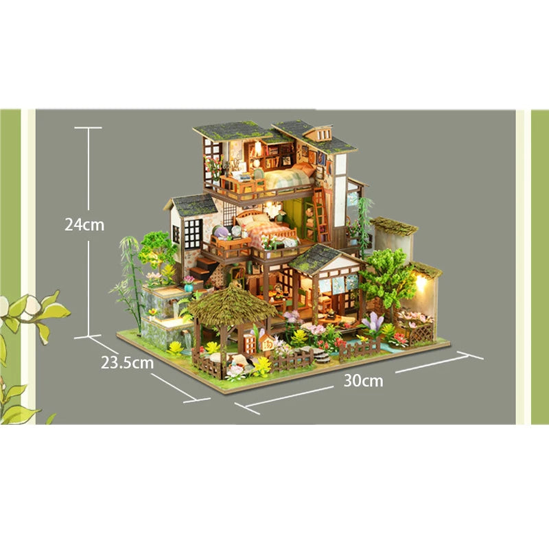 2025 new DIY Wooden Miniature Model Kit Forest Adventures Casa Doll Houses 3D Puzzle Dollhouse With Furniture for Friends Gifts