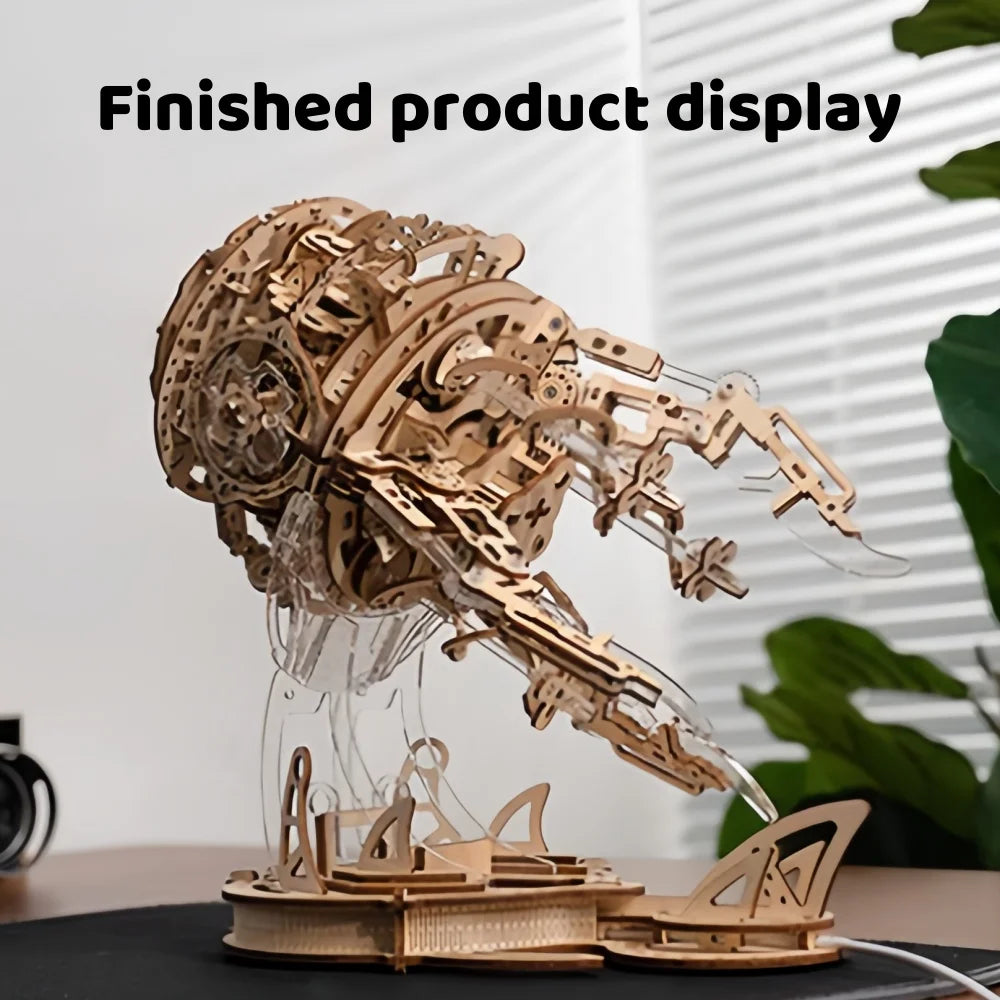 3D Wooden Jellyfish Model Kit  Marine Life DIY Assembly for Adults & Teens, Ocean-Themed Home Decor Sculpture, Intricate Underwa