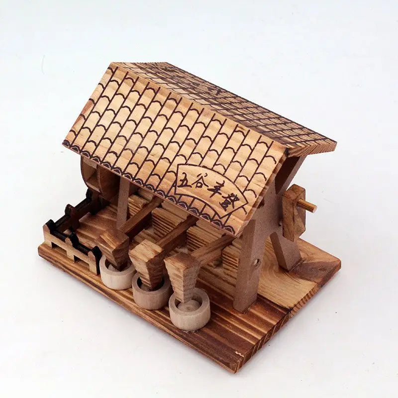 Wooden Ancient Well Imitation Farm Tools Windmill Wooden Mill Model Gift Small Ornament Craft