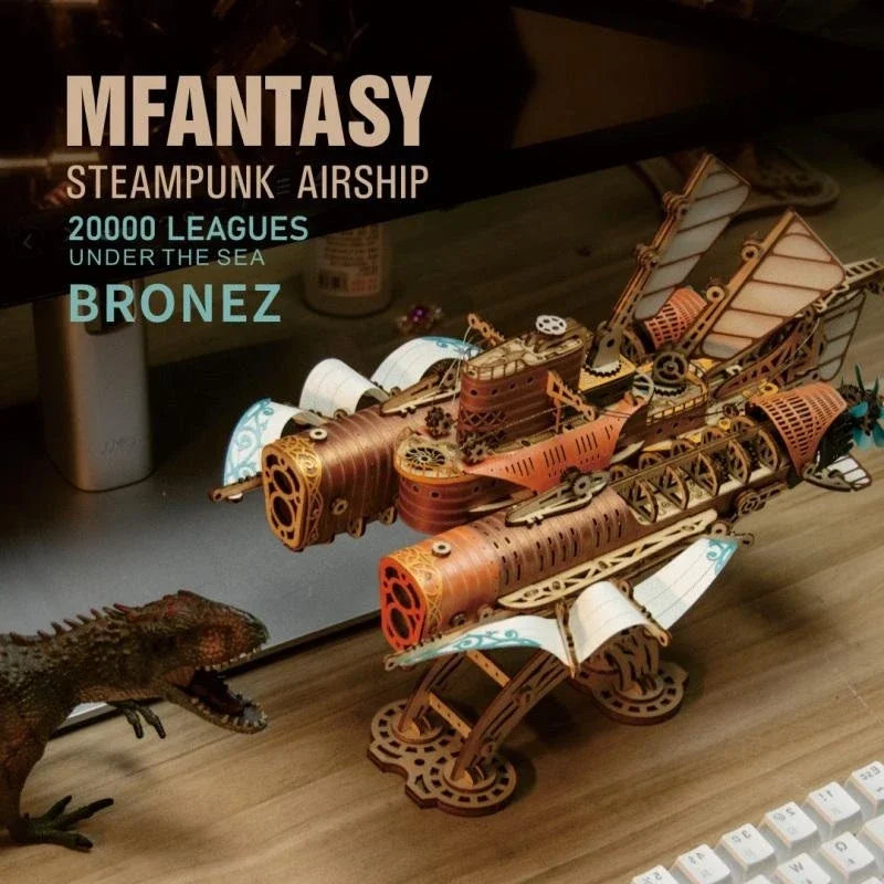 Steampunk Fantasy Airship 3D Wooden Puzzle Model Building Kits Submarine Handicraft Masterpiece DIY Assembly Toy