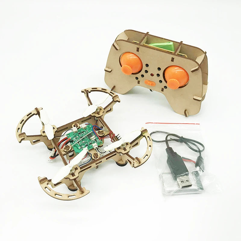 Wooden Drone  DIY kit Wooden assembled  Remote control toy fixed kit Remote Controlled Toys diy kit Training quadcopters