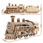Ury 3D Wooden Puzzle Movable Retro Steam Train Double-decker Bus Handmade Assembly Truck Model DIY Toys Decoration Gift for Kids