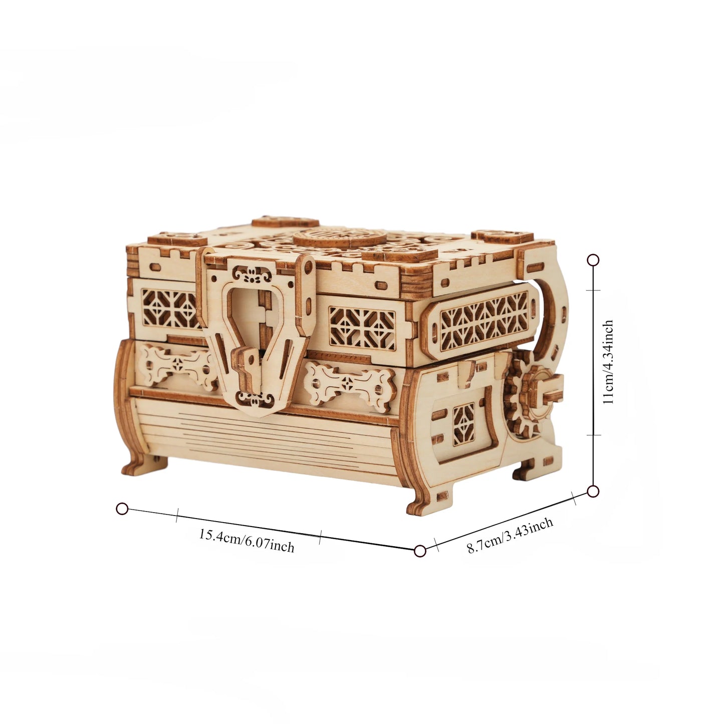 Wooden Desktop Ornament 3D Wooden Puzzle DIY Antique Jewelry Box Craft Kit Fun Storage Box Decoration Birthday Gift