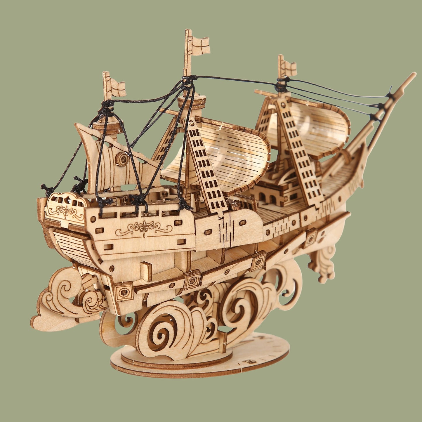 Adult 3D Wooden Puzzle Handmade DIY Boat Crafts Model Kit Hands-On Event Table Decoration Birthday or Christmas Gift