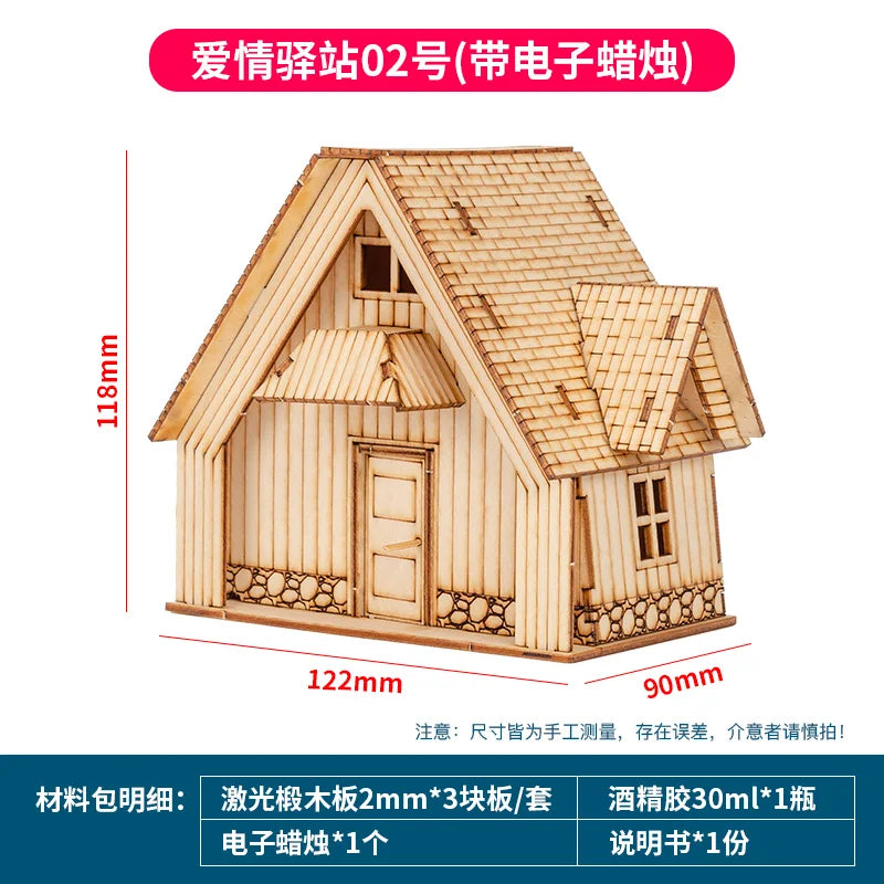 1:50 Scale Miniature Building Prefabricated House Wooden Cabin DIY Assembly Model Kit Wooden Constructor Architecture Material
