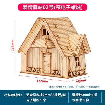 1:50 Scale Miniature Building Prefabricated House Wooden Cabin DIY Assembly Model Kit Wooden Constructor Architecture Material