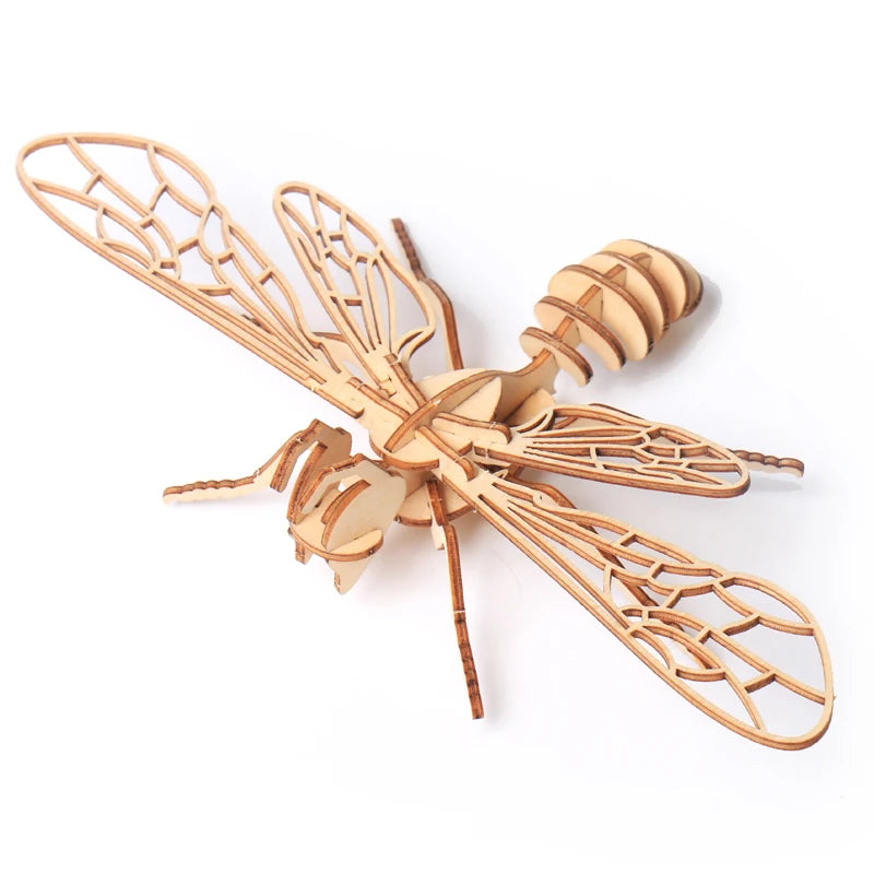 Wooden 3D Puzzle DIY Insects Animal butterfly Bee Adult Puzzles Toys ornament handicraft scorpion 14+