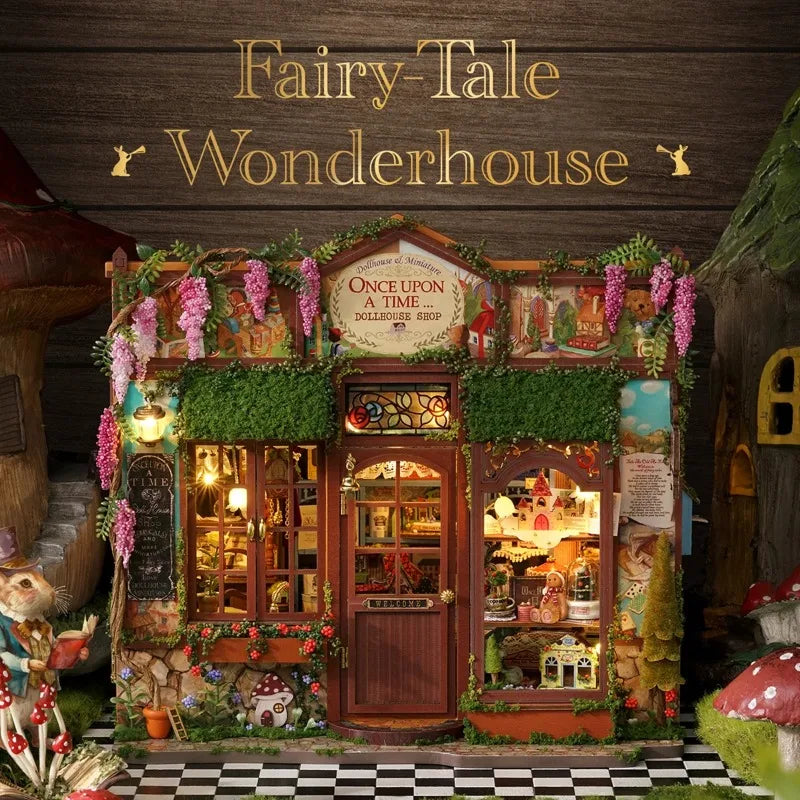DIY Wooden Fairy-Tale Wonderhous Casa Figurines Miniatures Bookend Assembled Houses for Friends Birthday Gifts Home Decor Crafts