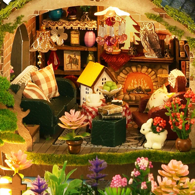 DIY Wooden Miniature Model Kit Forest Adventures Casa Doll Houses 3D Puzzle Dollhouse With Furniture for Friends Christmas Gifts