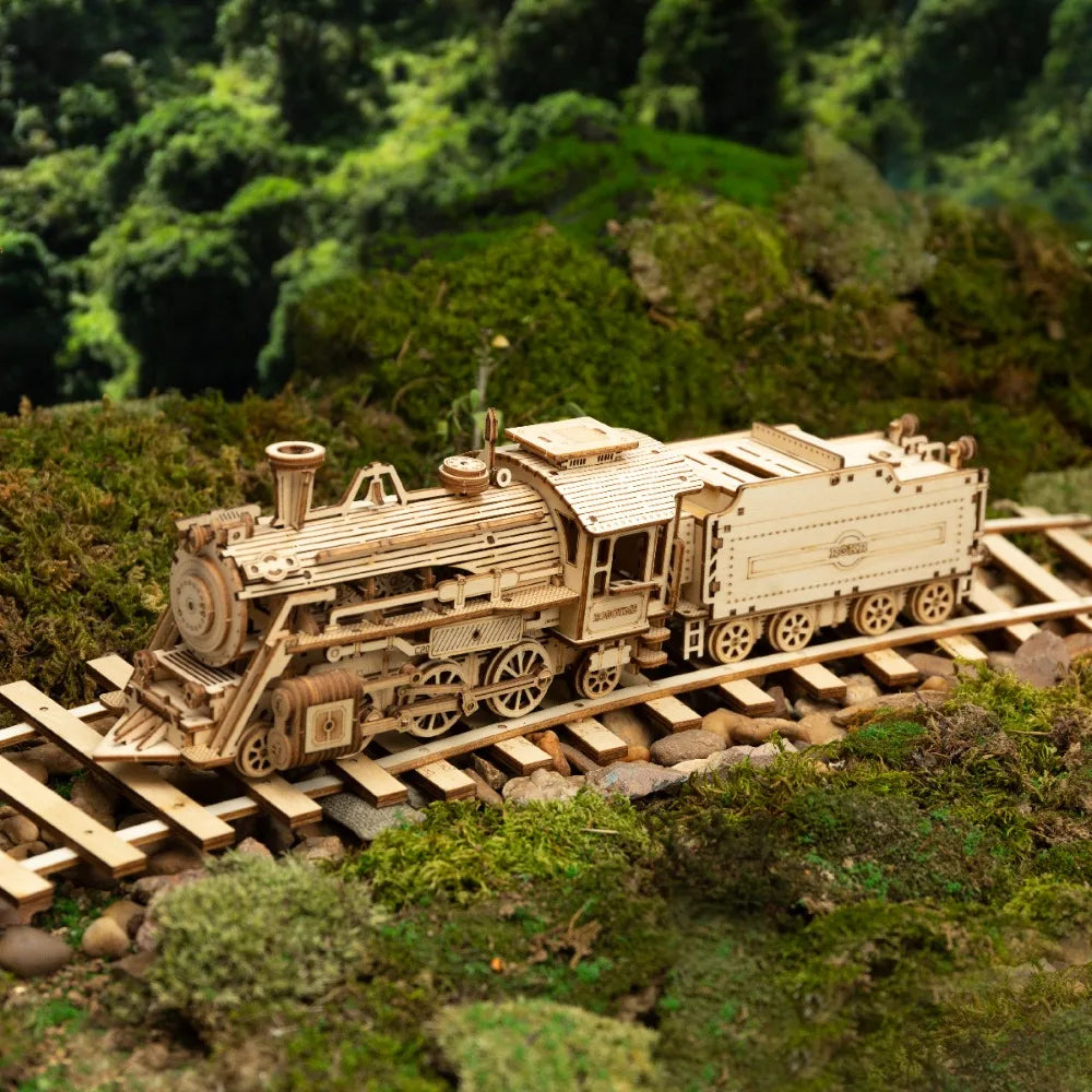 Children Children's Puzzle Box Model Kit Wooden Construction Kit 3D Wooden Puzzle Mechanical Model Steam Train