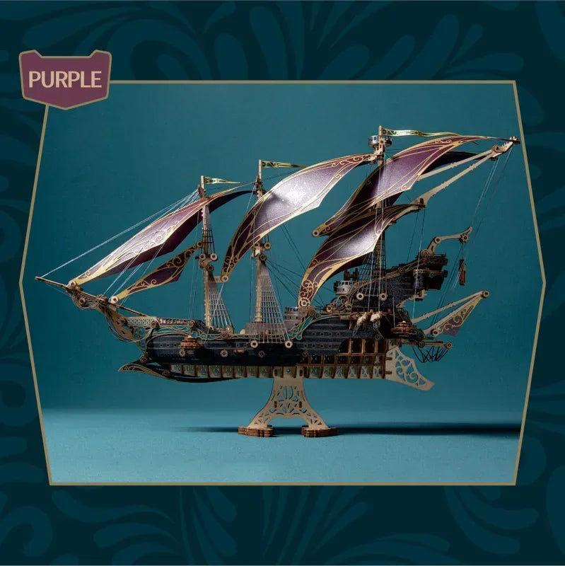 Fantasy spaceship pirate ship 3D three-dimensional puzzle handmade wooden model creative holiday gift