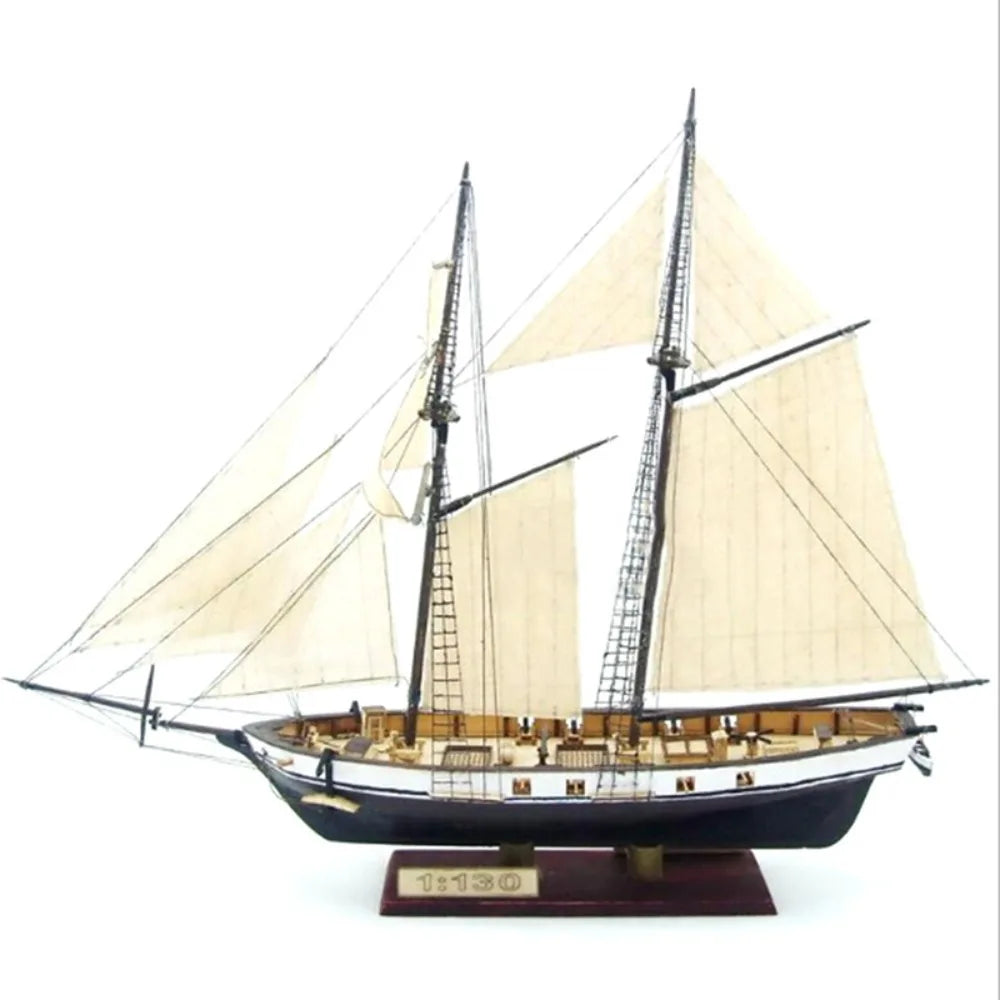 1:100 Scale Wooden Ships Model Ancient Sailboat Eduacational Boat Assembly Toy Home Decoration Handmade Wooden Sailing Boat