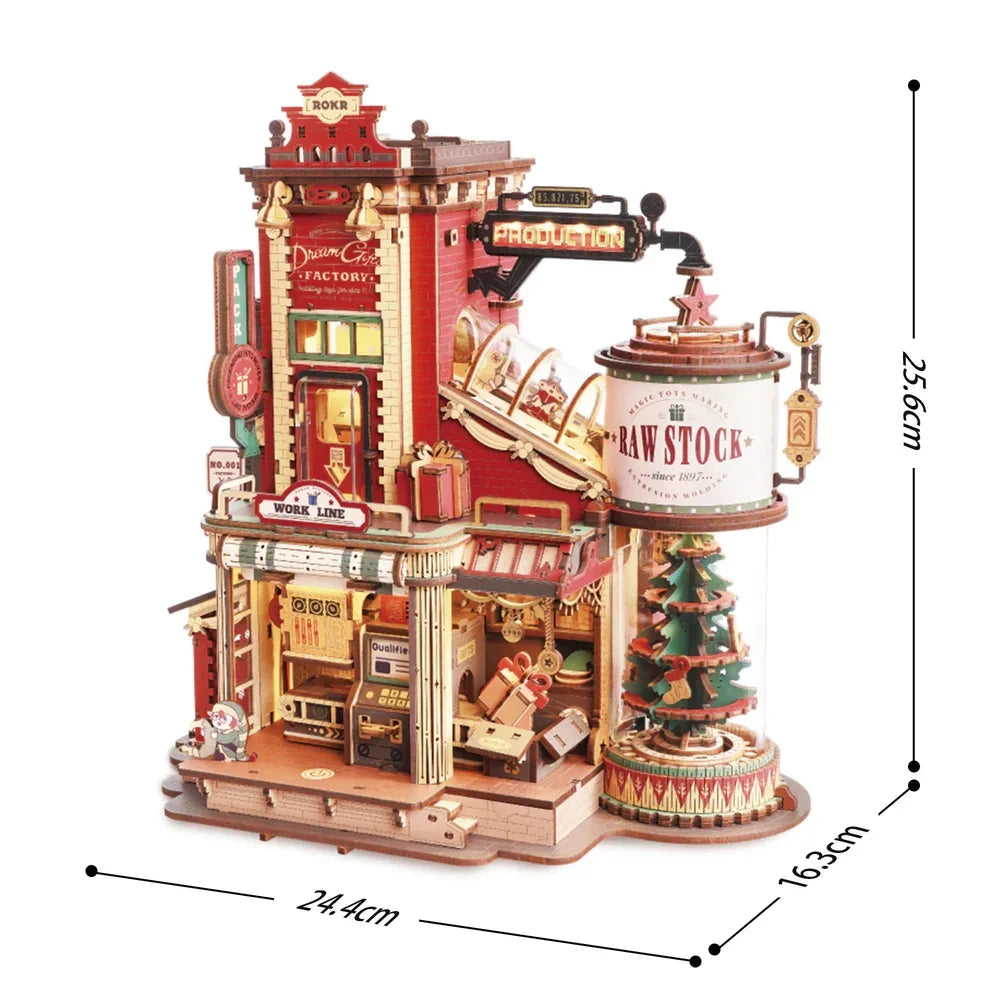Dream Gift Factory 3D Wooden Puzzle Music Box Christmas Model DIY Kit for Kids Adults Best Gift Decor for Girls