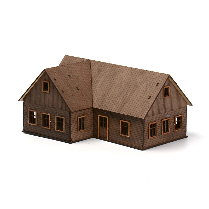 1/72 Eastern European Town House Building Scene Wooden Assembled Model Ornaments DIY Handmade Gifts