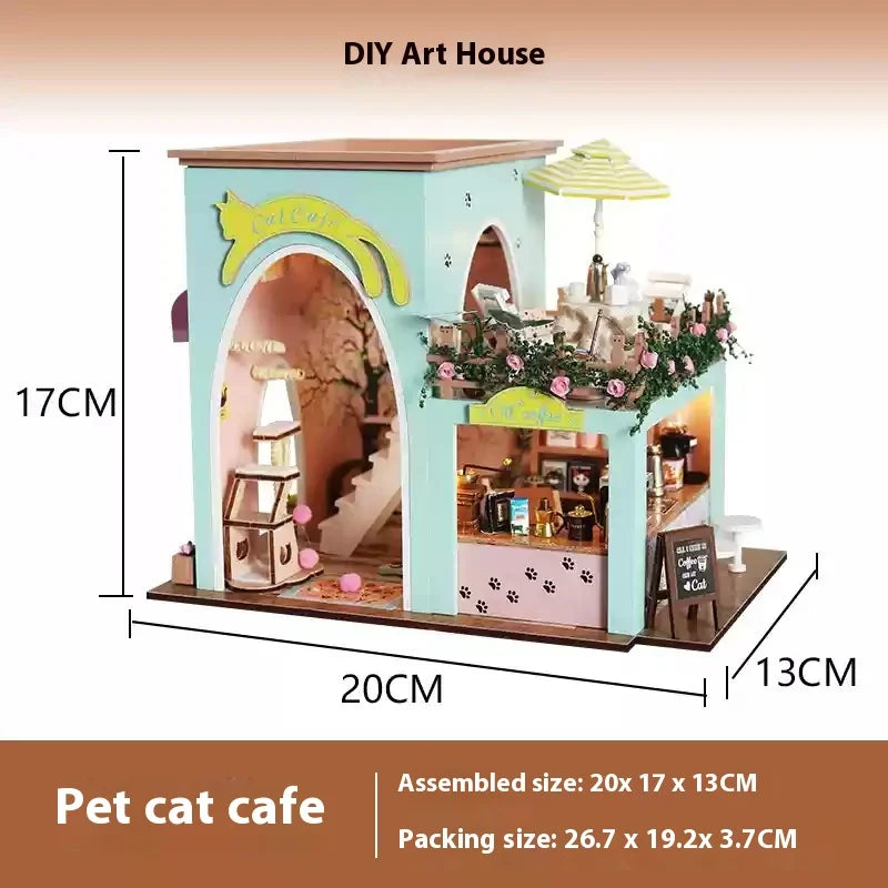 Diy Architecture Mini House Villa Stereoscopic Model Children'S Toy Handmade Assembly Model House Desktop Decoration
