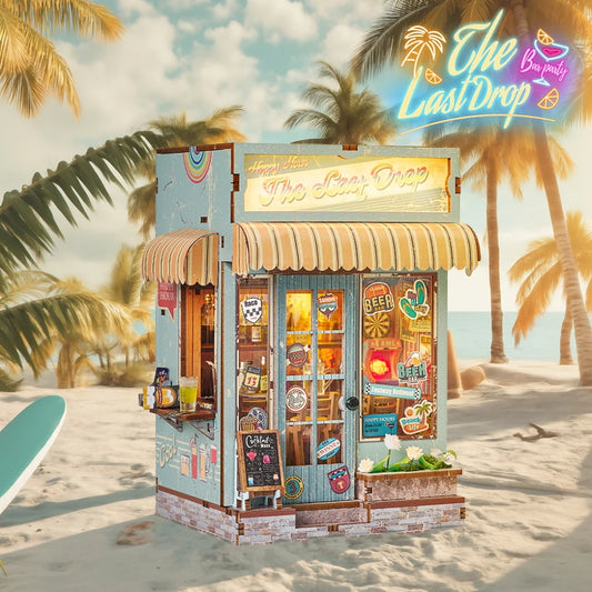 NEW DIY Wooden Book Nook Figurines Miniatures Kits The Last Drop Bookshelf Home Bookend Decoration For Adult Handmade Gifts