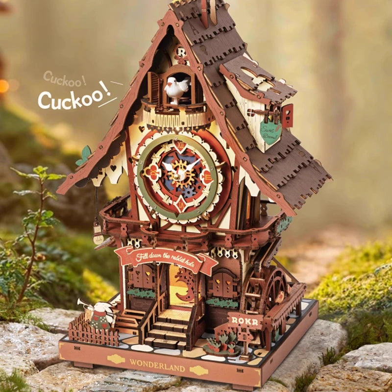 Cuckoo Bird Clock Universal DIY Handmade Birthday Gift Creative Wood Assembly Building Block Decoration Assemble Model Toys