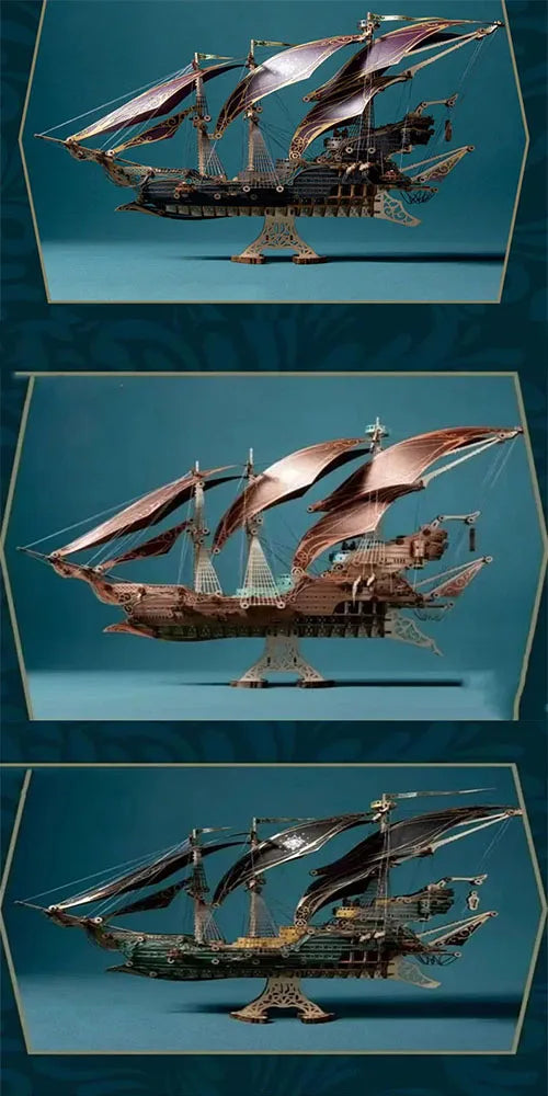 Fantasy spaceship pirate ship 3D three-dimensional puzzle handmade wooden model creative holiday gift
