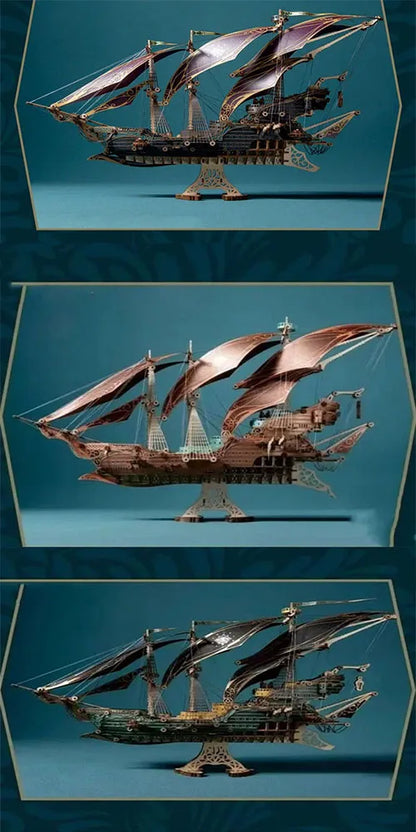 Fantasy spaceship pirate ship 3D three-dimensional puzzle handmade wooden model creative holiday gift