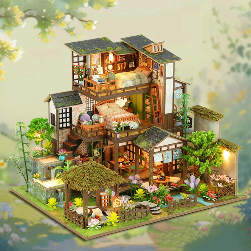 2025 new DIY Wooden Miniature Model Kit Forest Adventures Casa Doll Houses 3D Puzzle Dollhouse With Furniture for Friends Gifts