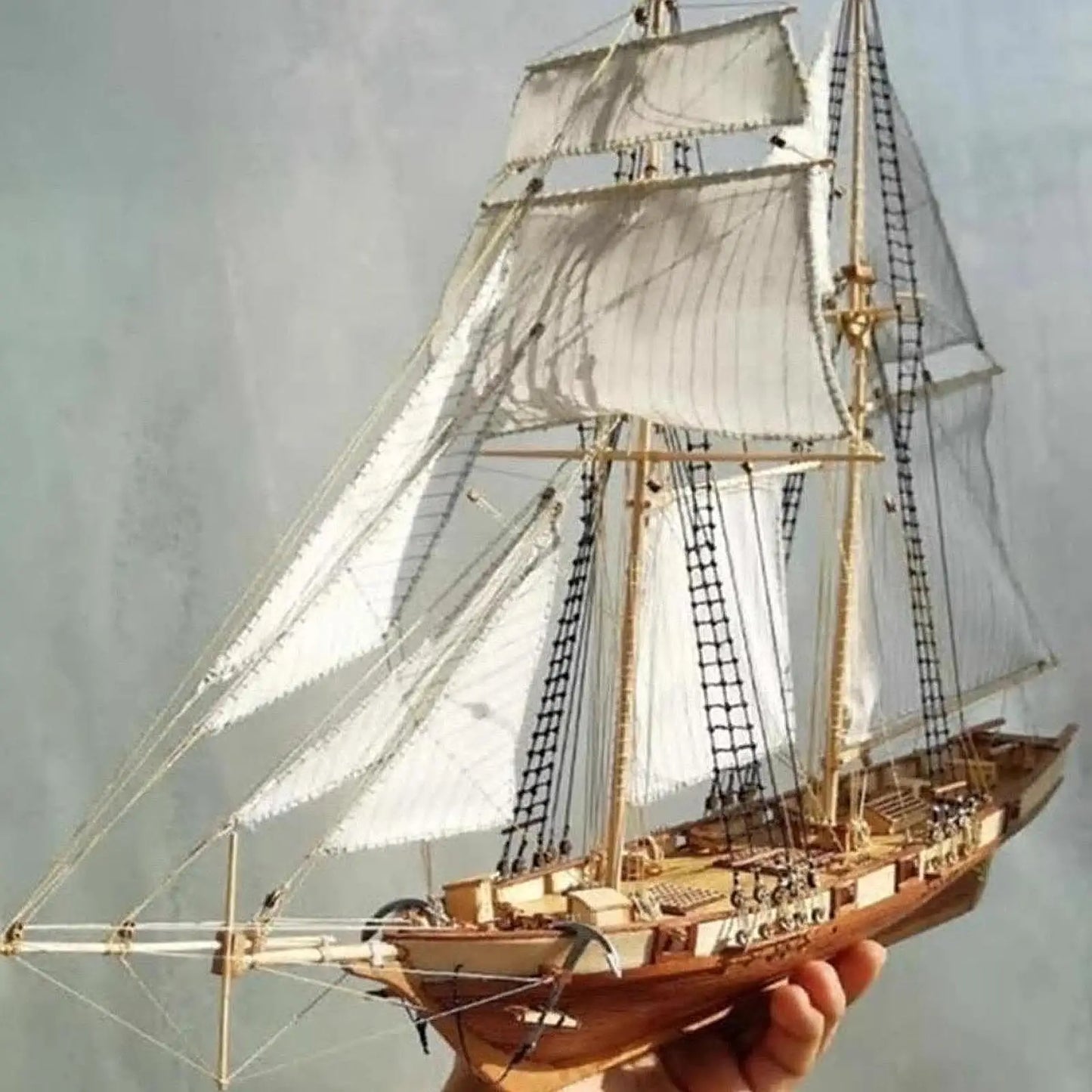 Mini Sailboat Model Wooden Miniature Sailing Boat DIY Model Decorative