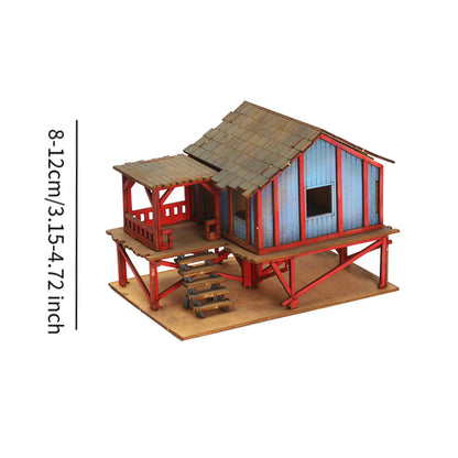 1/72 Models DIY Wooden House Assemble DIY Crafts Miniature House Handmade Buiilding Model Architecture Kits House Diorama Layout