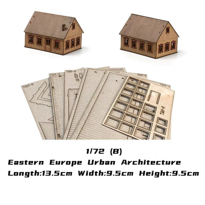 1/72 Wood Eastern European Towns Assemble Building Model Decoration DIY Handmade Architecture Scenes Toy