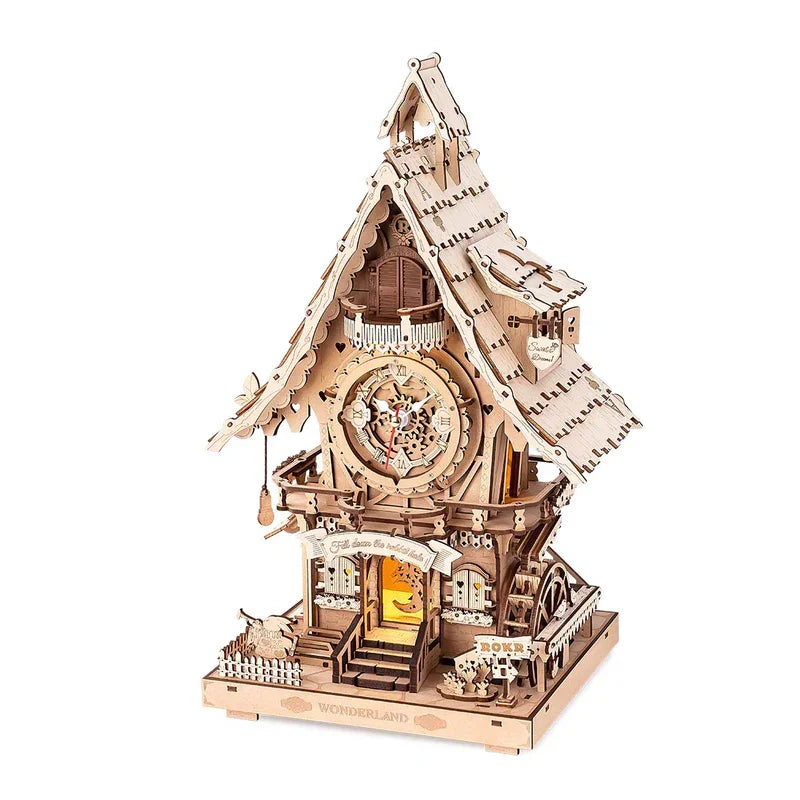 Robotime Rokr Cuckoo Clock Mechanical 3D Wooden Puzzles DIY Mechanical Aesthetic Room Decor Unique Gift for Adult