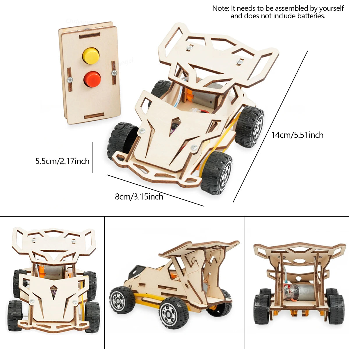 Wooden Remote Control Car DIY Assembling Racing Car STEM Educational Toys School Science Experiment Kits for Kids Teens Gifts