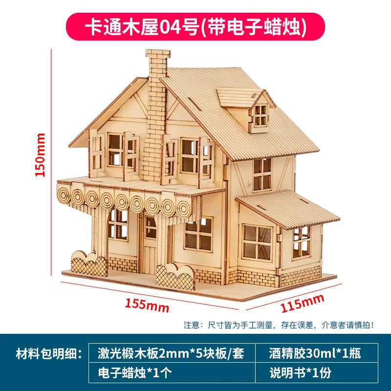 1:50 Scale Miniature Building Prefabricated House Wooden Cabin DIY Assembly Model Kit Wooden Constructor Architecture Material