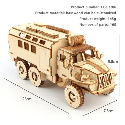 3D Transport Truck Wooden Puzzle Adult And Children's Educational Hands-On Assembly Toys Home Decoration Wooden Puzzle