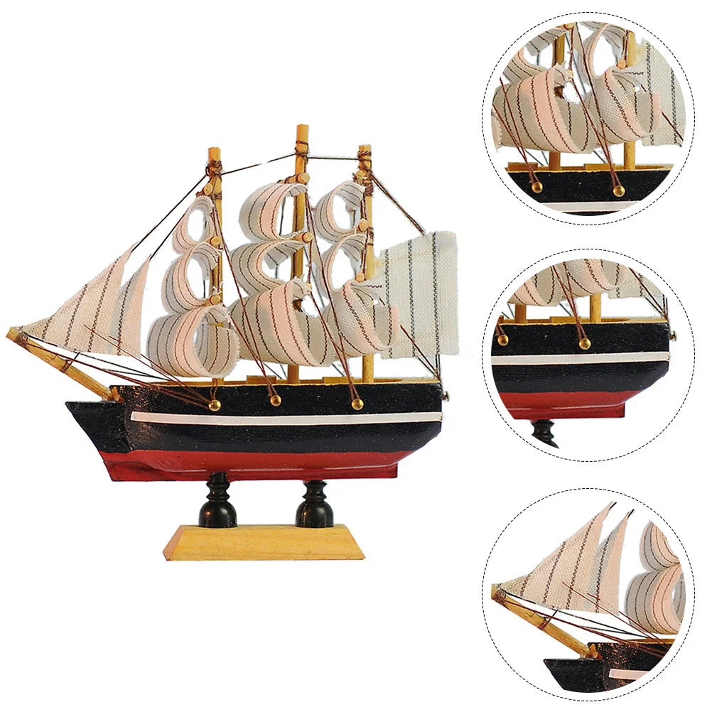 Wooden Sailboat Model Sailboat Decor Creative Ship Miniature Statue Figurine Home Decor Wooden Pirate Ship Model nament Sailing