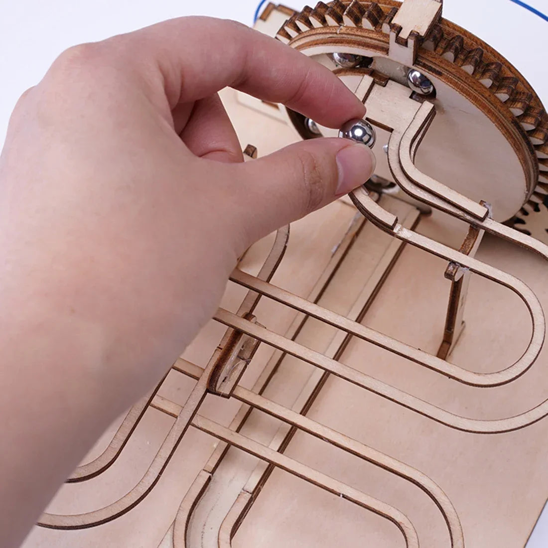 DIY 3D Wooden Marble Run Kit Build Mechanical Gears Steam Powered Science Experiment Educational Toy for Children and Teens