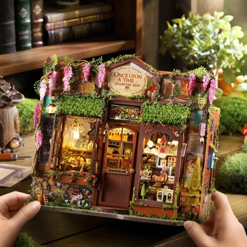 DIY Wooden Fairy-Tale Wonderhous Casa Figurines Miniatures Bookend Assembled Houses for Friends Birthday Gifts Home Decor Crafts