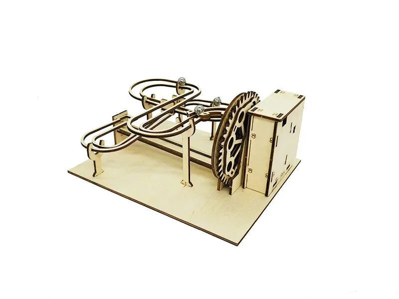 DIY 3D Wooden Marble Run Kit Build Mechanical Gears Steam Powered Science Experiment Educational Toy for Children and Teens