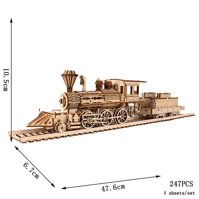 3D Wooden Puzzle Streetcar Sakura Journey Tram Station Retro Car Bus Model DIY Assembly Toys For Children Kids Desk Decoration