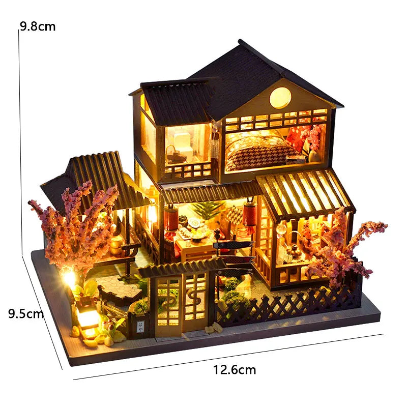 Wooden 3D Puzzles Mini Doll House DIY Small House Kits Assembly Model Building Room Bedroom With Furniture Dollhouse Xmas Gifts